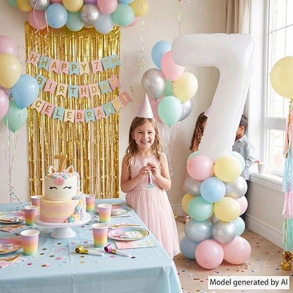 White Number 7 Balloon 40 Inch, Large White Foil Mylar 7th Birthday Decorations - Image 3
