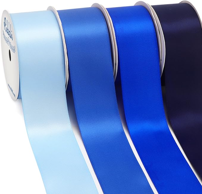Ribbli Blue Satin Ribbon 1-1/2 Inch x 4 Rolls Total 40 Yards- Baby Blue/Royal by Ribbli