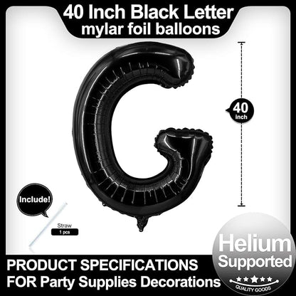 40 Inch Black Letter G Balloons, DIY Phrase Foil Alphabet Letter G Balloons DIY - Image 2