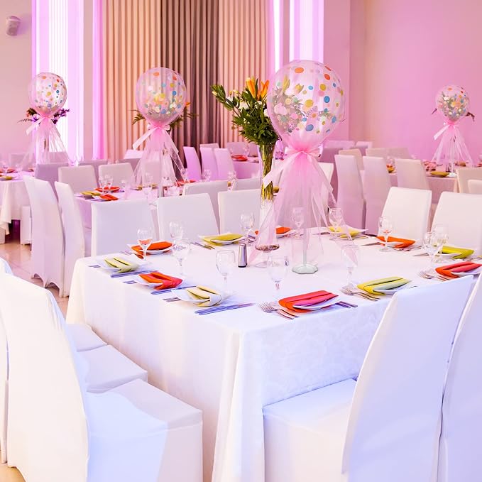 Wettarn 12 Set Pink Tutu Tulle Balloons Baby Shower Centerpieces - Image 5