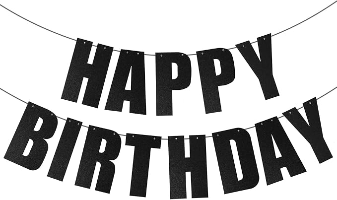 Black Happy Birthday Banner for Birthday Party Decorations Supplies by MEETINGU