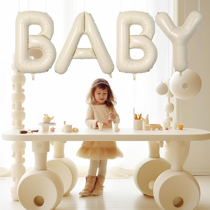 Cream C Letter Balloons, 40 Inch Letter C Balloon Beige, Helium Custom Letter - Image 7