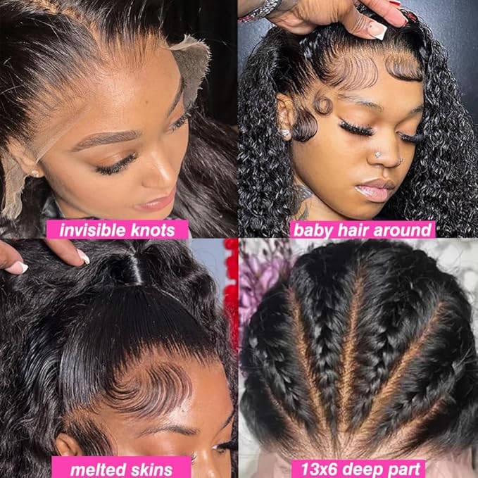 22 Inch Water Wave 13x6 HD Lace Front Wigs Human Hair Pre Plucked 200 Density Deep Part Curly Wig for Women Water Wave Frontal Wigs Human Hair