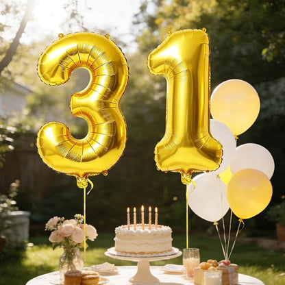 40 Inch Number 31 Balloons for 31st Birthday Party Decorations, 0-100 Gold - Image 3
