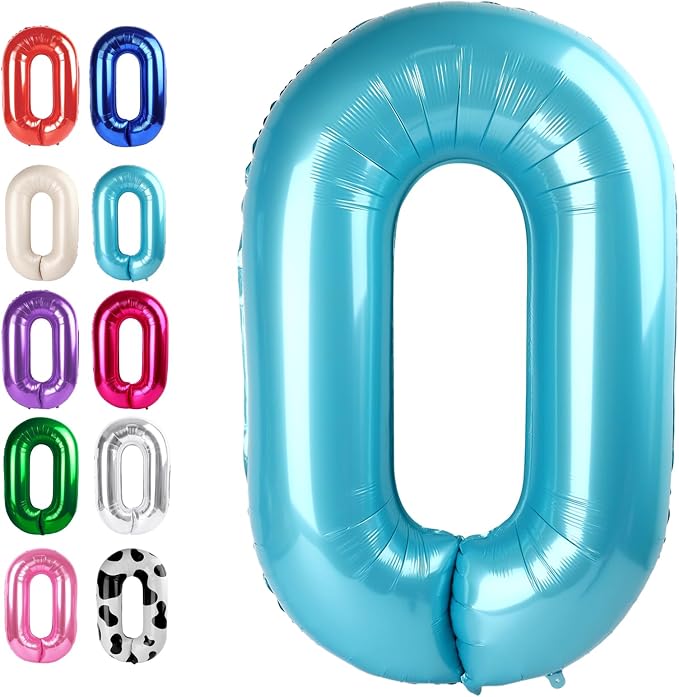 Pearl Blue Number 0 Balloon 40 inch, 0th Birthday Party Balloons Decorations | by Upgesy