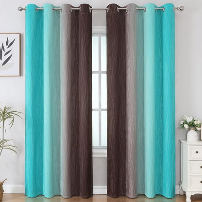Ombre Blackout Curtains 102 Inches Long 2 Panels Set, Full Room Darkening - Image 2