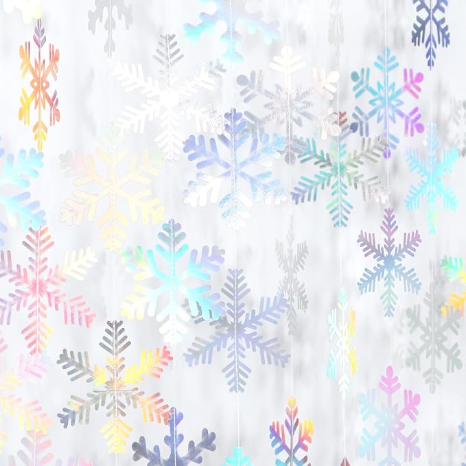 Iridescent-Holographic Snowflake-Snow Christmas Party-Decorations Garland by Panduola