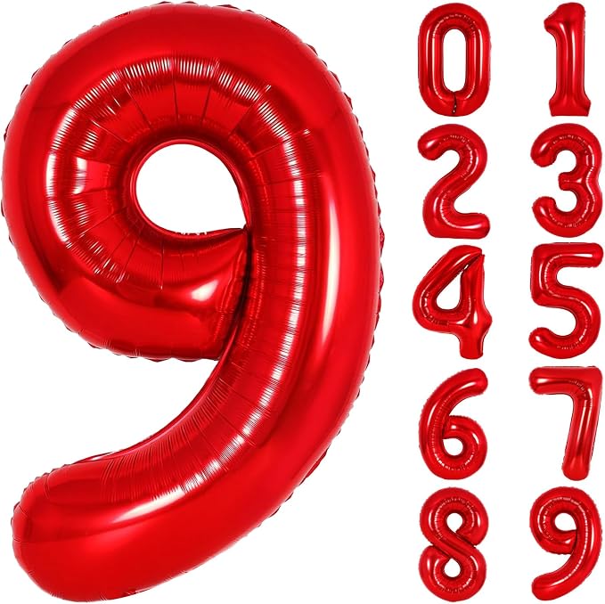 Number Balloons Red Party Balloon by United-UnicornsParty
