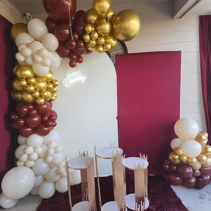 Jobkoo Burgundy Gold Balloons 60 PCS Dark Red Wine White Sand Beige Latex - Image 2