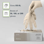 FifthPulse Medical Examination Latex Gloves - Extra Thick 4.5 Mil, Natural Color, Powder Free Disposable Gloves