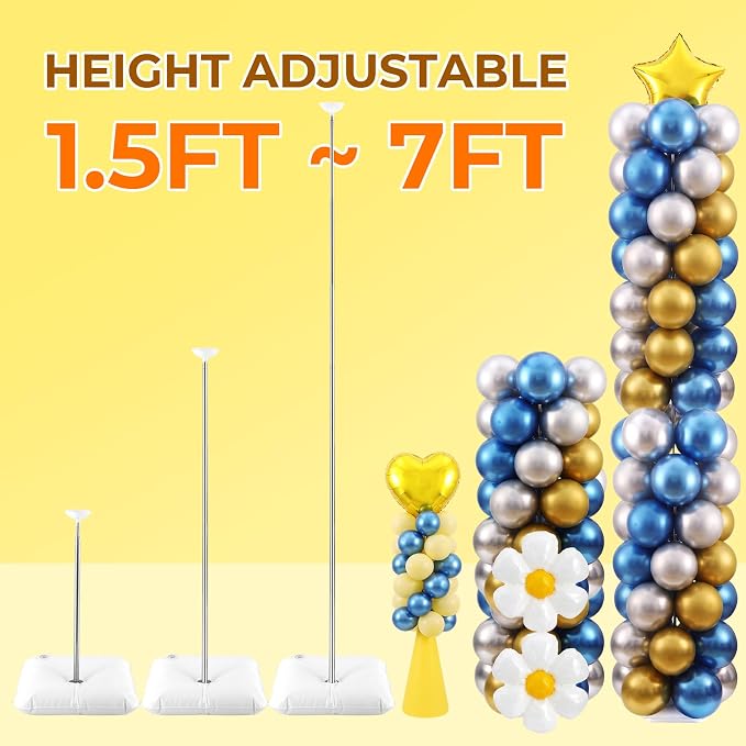 Balloon Column Stand Kit Set of 2, 7 FT Adjustable Ballon Arch Stands - Image 2
