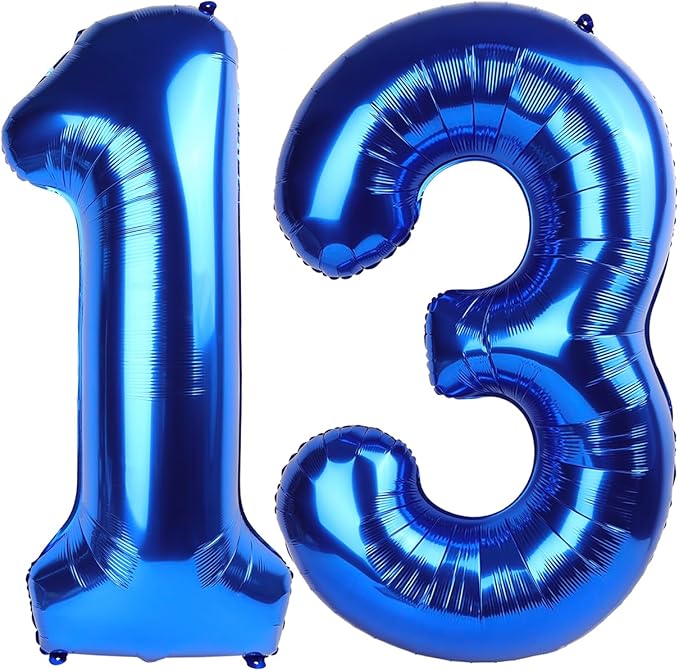 Number Balloon Dark Blue Number 13 by Mluchee