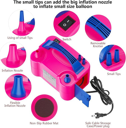 Electric Air Balloon Pump, Portable Dual Nozzle Electric Balloon Inflator - Image 2