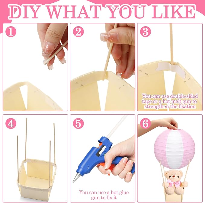 12 Sets Baby Shower Hot Air Balloon Table Centerpieces DIY Paper Lanterns - Image 6