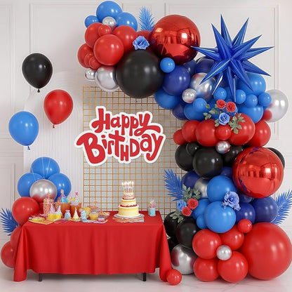 Navy Blue Red Silver Balloon Arch Garland Kit - Image 3