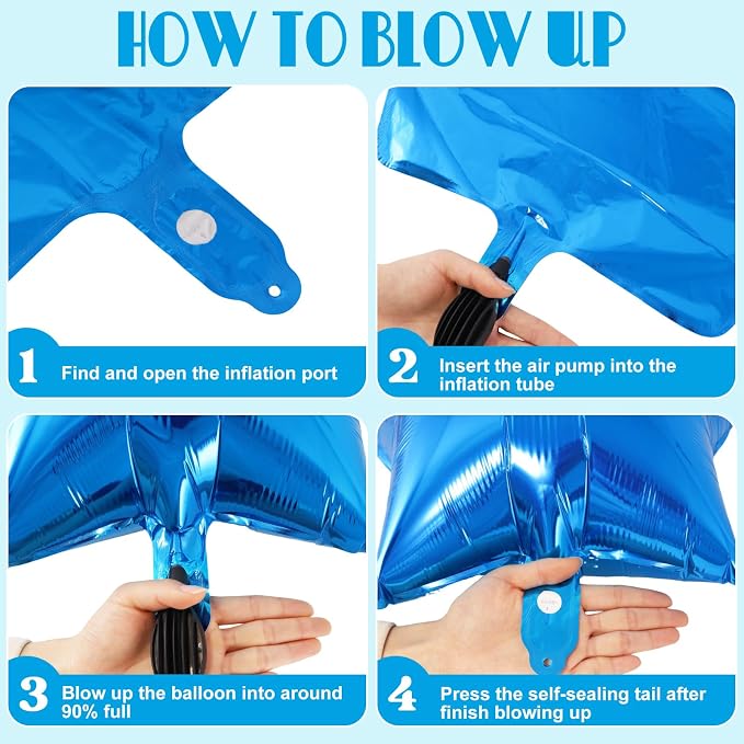 20 Pcs Star Balloons, 18 Inch Blue Star Foil Balloons, Stars Shaped Balloon - Image 6