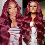 AMIRTY 250 Density Burgundy wig human hair 13x4 99J body wave lace front wigs human hair Pre Plucked Glueless Wine red colored lace front wig for Women 26inch