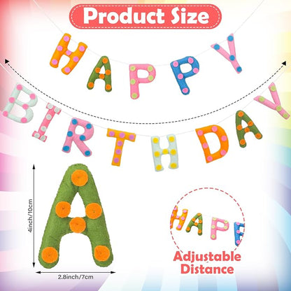 Felt Happy Birthday Garland Rainbow Banner Reusable Happy Birthday Sign Party - Image 2