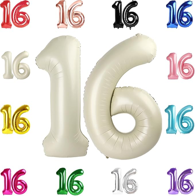 Cream Number 16 Balloon 40 Inch by IWERP