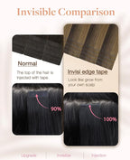 GOO GOO Invisi Edge Tape in Hair Extensions Human Hair, 2C/4E/6C Brown Sugar Swirl Highlights, 20pcs 24inch 50g, Virgin Remy Hair, Seamless Injected Tape, Natural Look