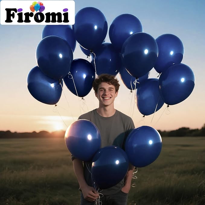 Firomi Dark Navy Blue Balloons 12-inch 100 Pack | Big Round Helium Thicken - Image 5