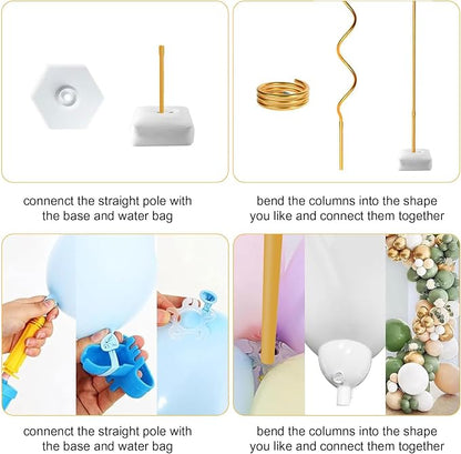 Gold Balloon Arch Stand Kit, 9.3ft & 6ft Free Bending Soft Balloon Flower - Image 4