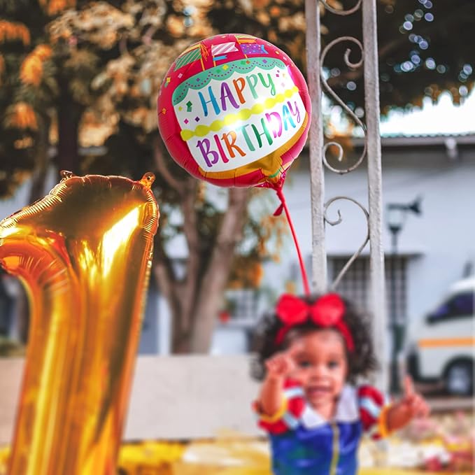 24 Pcs Happy Birthday Foil Balloons 18 inch Round Helium Floating Mylar Balloon - Image 8