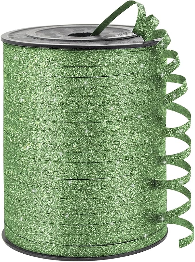 Green Glitter Curling Ribbon, 1/5" Wide x 500 Yards Christmas Curling Ribbons by KMERLIFE