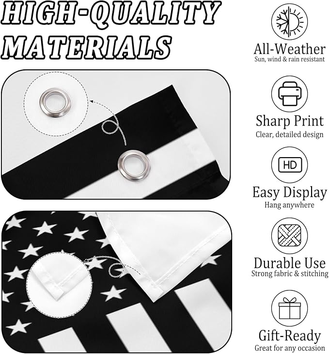 Nxwdwqa Custom Black and White America Flag 3X5 Ft Personalized Flags Design - Image 5