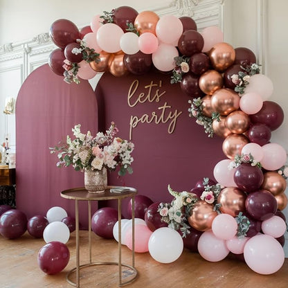Burgundy Balloons, 12 Inch Maroon Balloons, Wine Red White Pearl Metallic Rose - Image 5