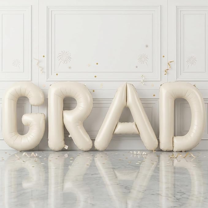 Biapian 40 Inch GRAD Balloons, Cream Letter Balloon, Large Banner by BIAPIAN