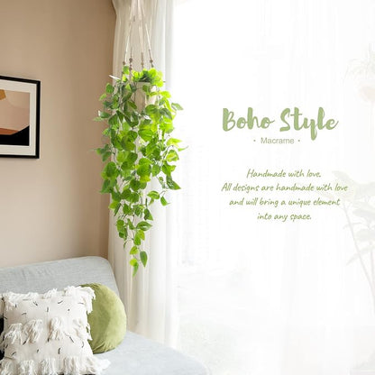 Mkono Fake Hanging Plant, Macrame Hanger - Image 4