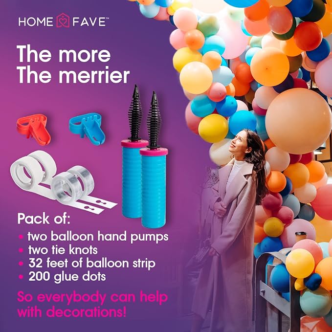 Balloon Pump Balloon Arch Kit Set of 8 Balloon Pump, Dual Action Hand Held - Image 2