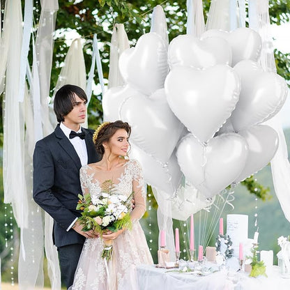 White Heart Foil Balloons, 18 Inch, Baby Shower, Graduation Party Decorations - Image 4