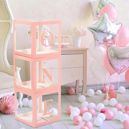 One Boxes for 1st Birthday One Balloon Box Pink First Birthday Balloons Boxes - Image 6