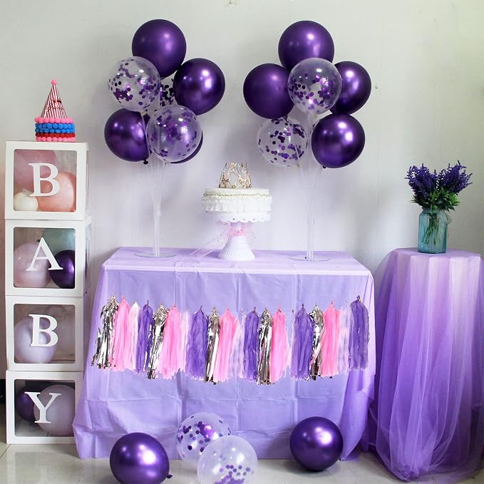 ZJDHPTY 4Set Purple Balloon Stand Table Centerpieces Party Decor | Birthday - Image 8