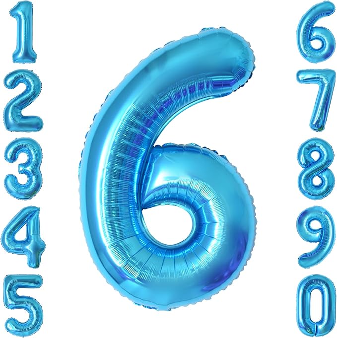 Light Blue Number 6 Balloon 40 Inch, Foil Numeral by Unknown