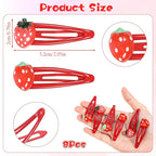 8PCS Strawberry Hair Clips, Metal Snap Hair Clips for Women Girls, Cute Hairs Barrettes Cute Strawberry Hairs Accessories for Girls Toddlers Kids and Teens Gifts Red
