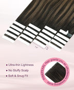Pinkpearl Invisible Tape in Hair Extensions Human Hair, 20pcs 18inch 50g #2/6/18 Balayage Dark Brown to Chestnut Brown and Ash Blonde Injection Tape in Extensions Real Remy Human Hair Injected