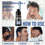 Men's Long-Lasting Black Hair Dye & Root Touch Up for Gray Coverage - 5 Minute Natural Beard & Mustache Coloring Shampoo 3-in-1