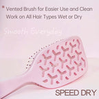 Vented Hair Brush for Women, Detangler Brush with Hollow-back for Quicker Blow Drying Full Sized, Hair Dryer Brush for Hurt-Free Detangling on All Hair Vibes, Pink, 1 Pack