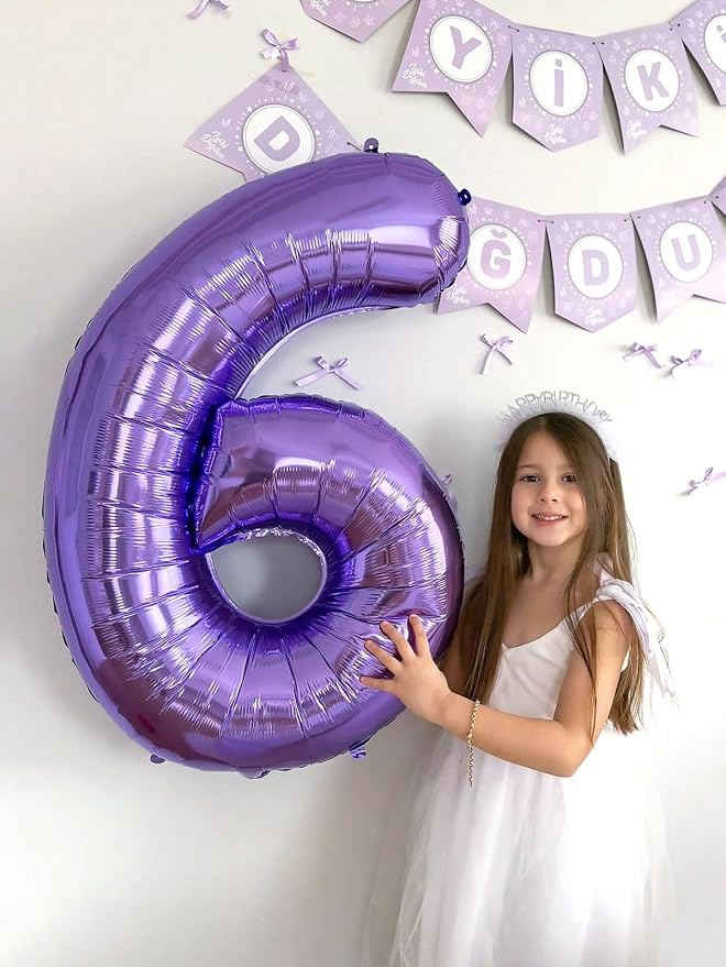 Number 4 Balloon 40 Inch Balloons Purple Birthday Decorations - Image 3