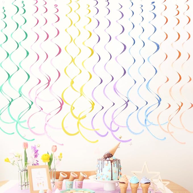 36 Pcs Pastel Hanging Swirl Decorations Pastel Color Felt Swirl Streamer Spiral - Image 5