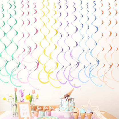 36 Pcs Pastel Hanging Swirl Decorations Pastel Color Felt Swirl Streamer Spiral - Image 5