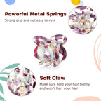 Cobahom 6Pcs 1.06 Inch Small Hair Clips Mini Hair Claws Tortoise Shell Jaw Clips Floral Hair Clips Acrylic Hair Jaw Clips Clamps for Women Girls, Spring Colors