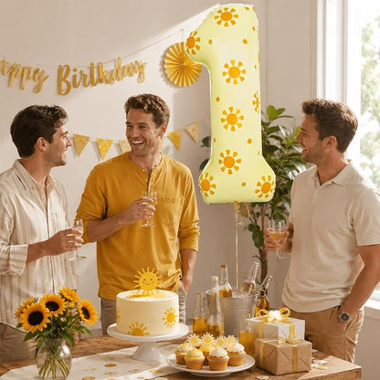1st Birthday Number 1 Balloon, DIY Sun Sticker Party Decorations | 40 inch - Image 6