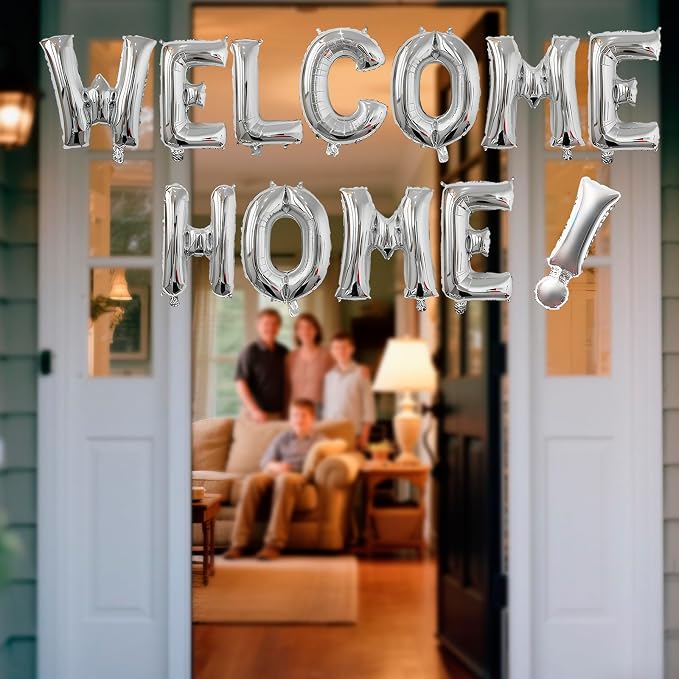 16 Inch Silver Welcome Home Banner Balloon Foil Letter Balloon Anniversary - Image 4
