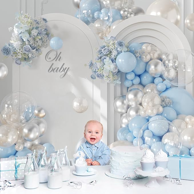 CROSSFINGERS Pearl Blue and White Balloon Arch Kit - Image 3