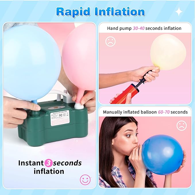 Electric Balloon Pump, Portable Electric Balloon Blower Machine Balloon Air - Image 6