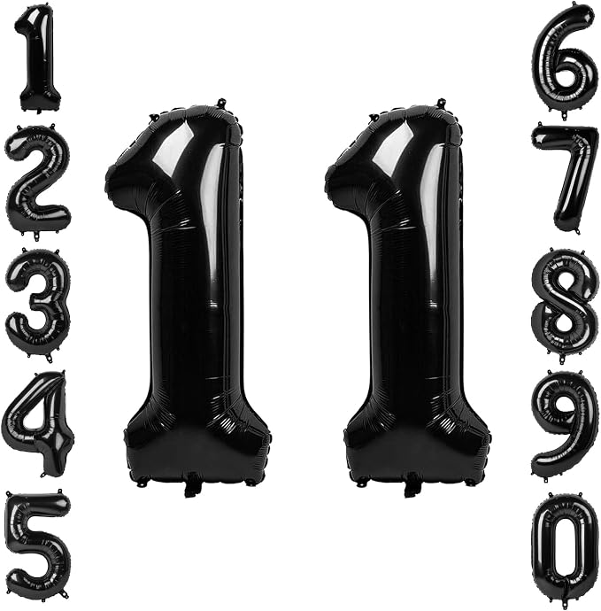 Black Number 11 Balloon 40 Inch, Foil Twin Digits by Unknown